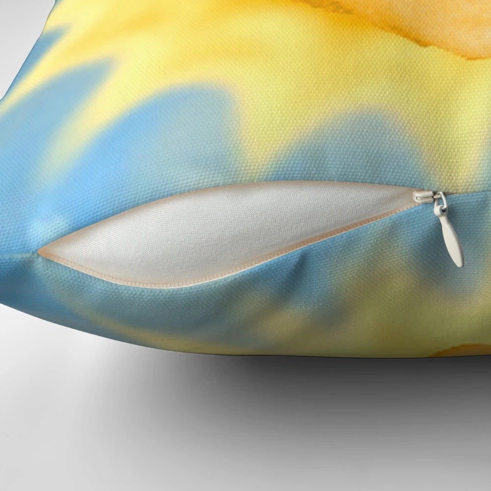 A colorful sun pillow featuring the iconic face of actor Nicolas Cage