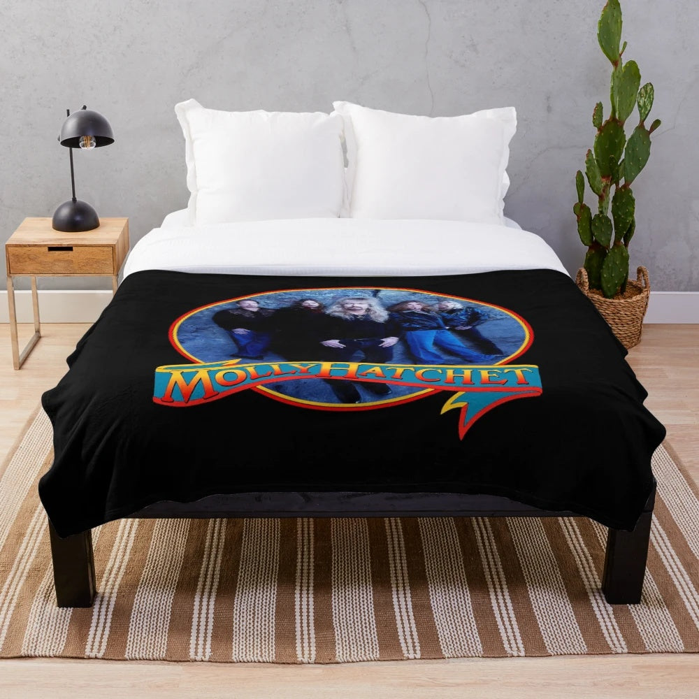 Molly Hatchet inspired plush blanket with "Silent Reign of Heroes" design