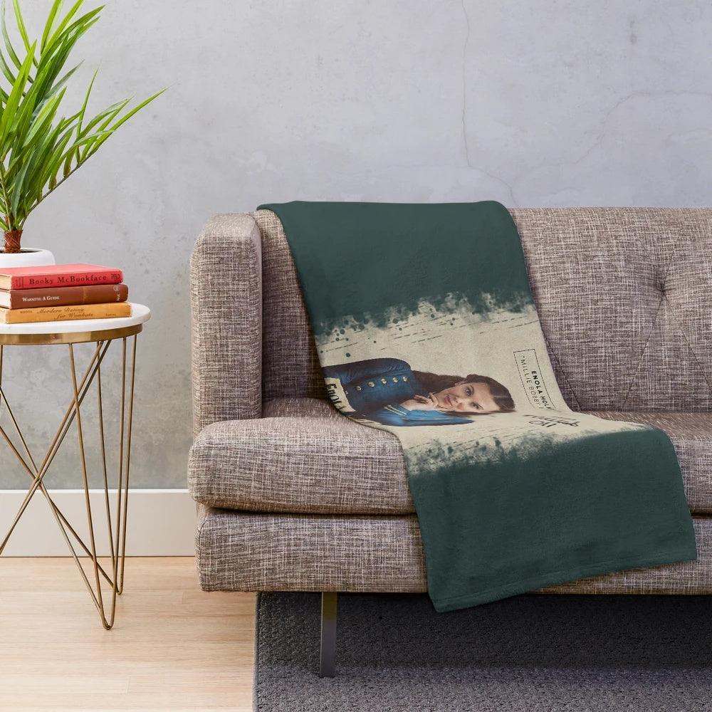 Enola Holmes-inspired plush blanket featuring a cozy design