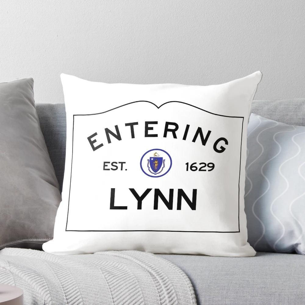 Entering Lynn, Massachusetts Road Sign Pillow