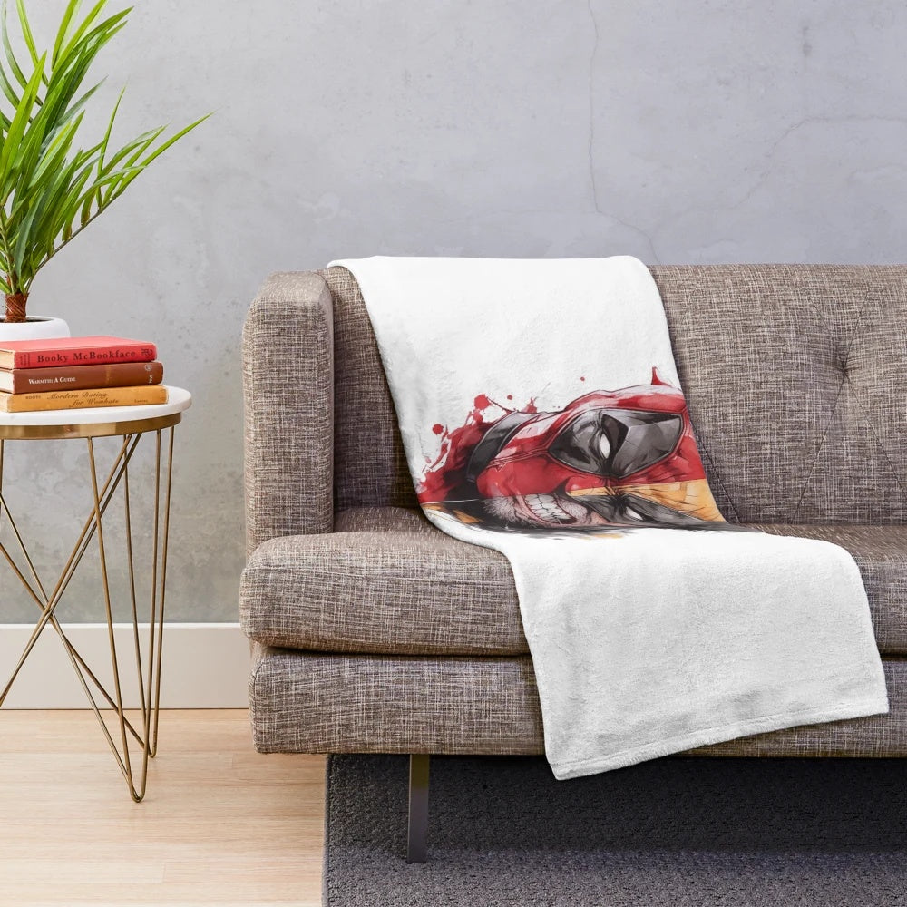 Cartoon parody plush blanket with funny pop culture caricature design