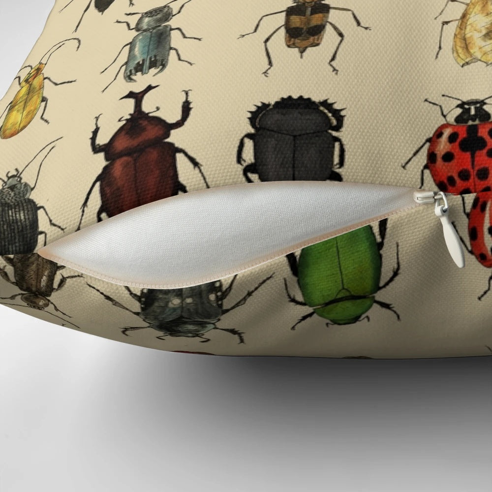Entomology Insect Studies Collection Pillow with Scientific Illustrations