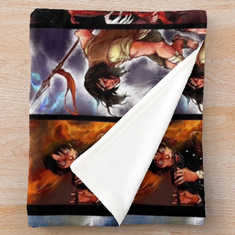 Collage of characters from The Stormlight Archive epic fantasy novels by Brandon Sanderson on a plush blanket