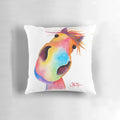 Colorful horse print pillow featuring 'The Happy Horses' design by Shirley MacArthur