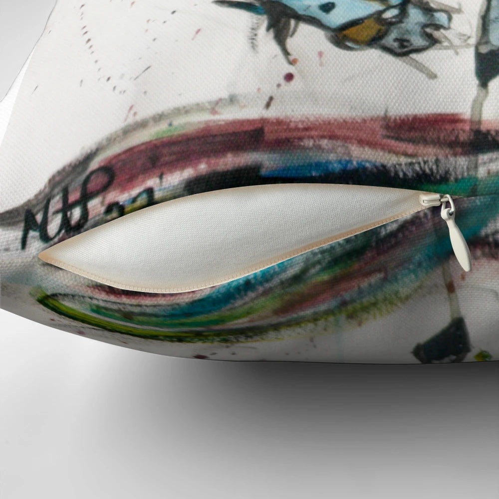 Abstract western-themed pillow featuring a cowboy-inspired horse design