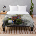 Plush blanket featuring a harness horse racing design