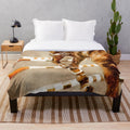 Cozy plush blanket featuring a horse rider design