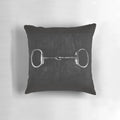 Snaffle-shaped decorative pillow with an equestrian-inspired design