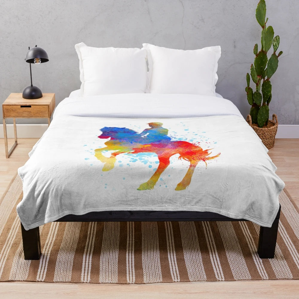 Equestrian Watercolor Sports Plush Blanket