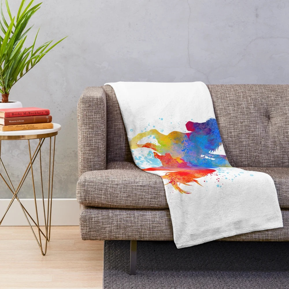 Equestrian Watercolor Sports Plush Blanket