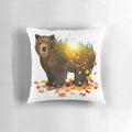 Equinox Bear Pillow with Autumn Leaves and Nature Landscape