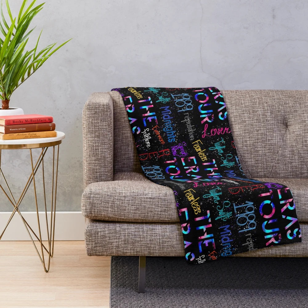 Eras Soft Plush Blanket with Colorful Music-Themed Pattern