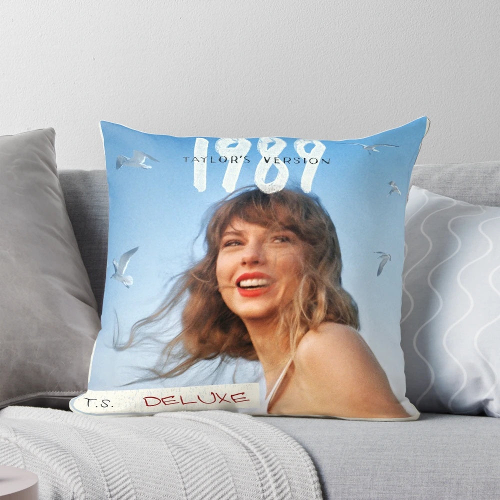Vintage-inspired Taylor Swift Eras Tour pillow with 1989 music aesthetic