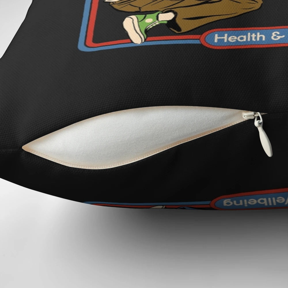 Closeup of a plush pillow with a vintage video game design, optimized for comfortable gaming.