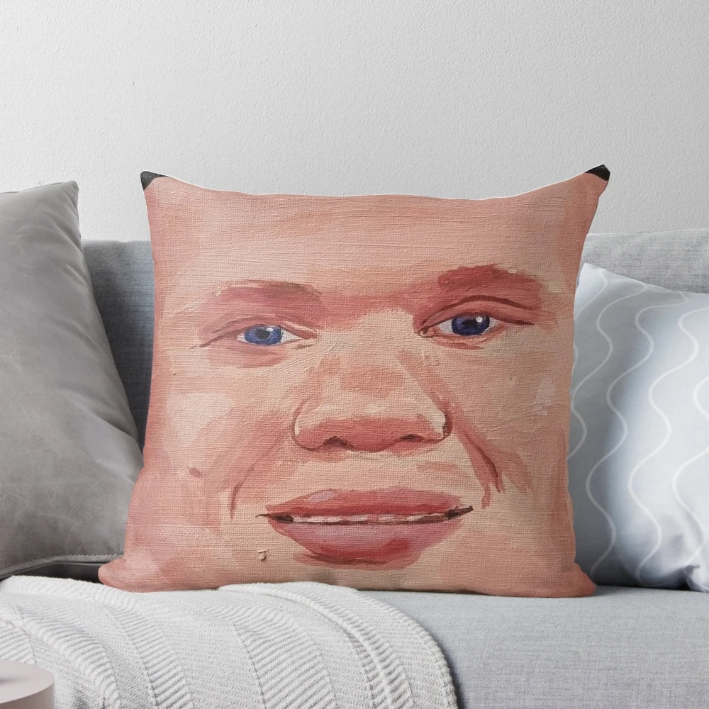 Custom pillow featuring a painting of Erling Haaland, the star player of Manchester City football club.