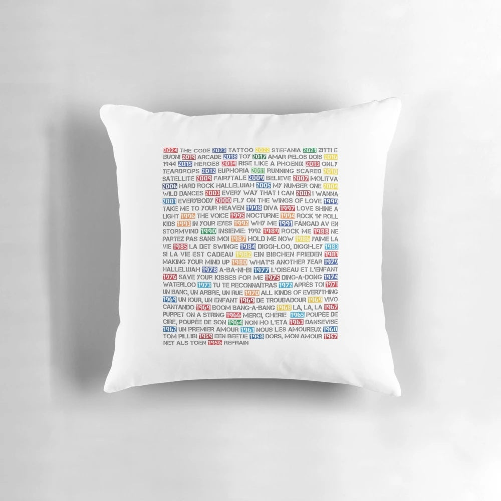 ESC Winning Songs Pillow - A stylish cushion featuring the winning songs from the Eurovision Song Contest
