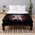 Escaflowne inspired plush blanket featuring anime mech and character designs