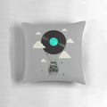 A plush, cloud-like pillow featuring nature-inspired designs and serene imagery