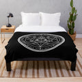 Dark plush blanket with alchemy transmutation circle design