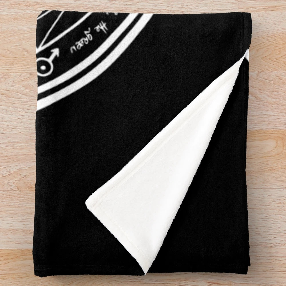 Dark plush blanket with alchemy transmutation circle design
