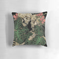 Eternal Love Skeleton Flower Pillow - A gothic and romantic decorative pillow featuring a skull, skeleton, and flowers.