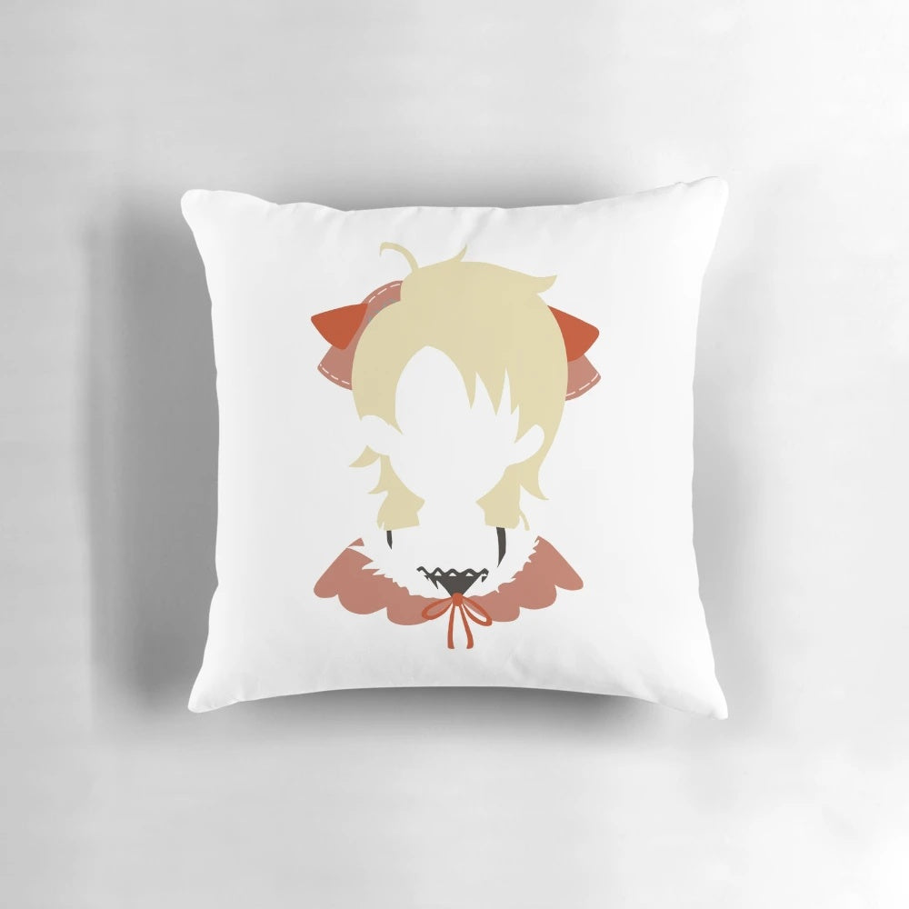 Eternal Sonata Polka Pillow featuring a stylized blond pigtails silhouette design