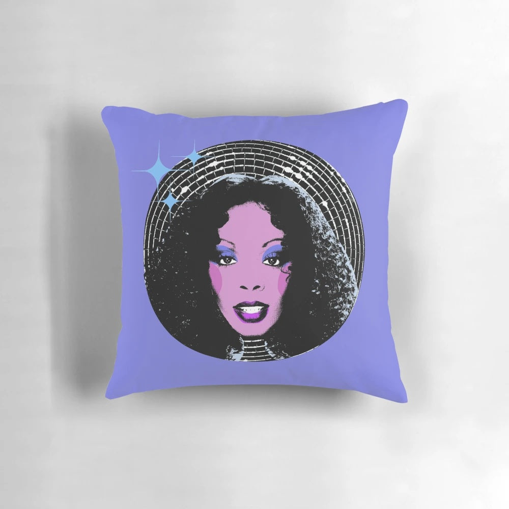 Eternal Summer Disco Pillow with Donna Summer Inspired Retro Pop Art Design