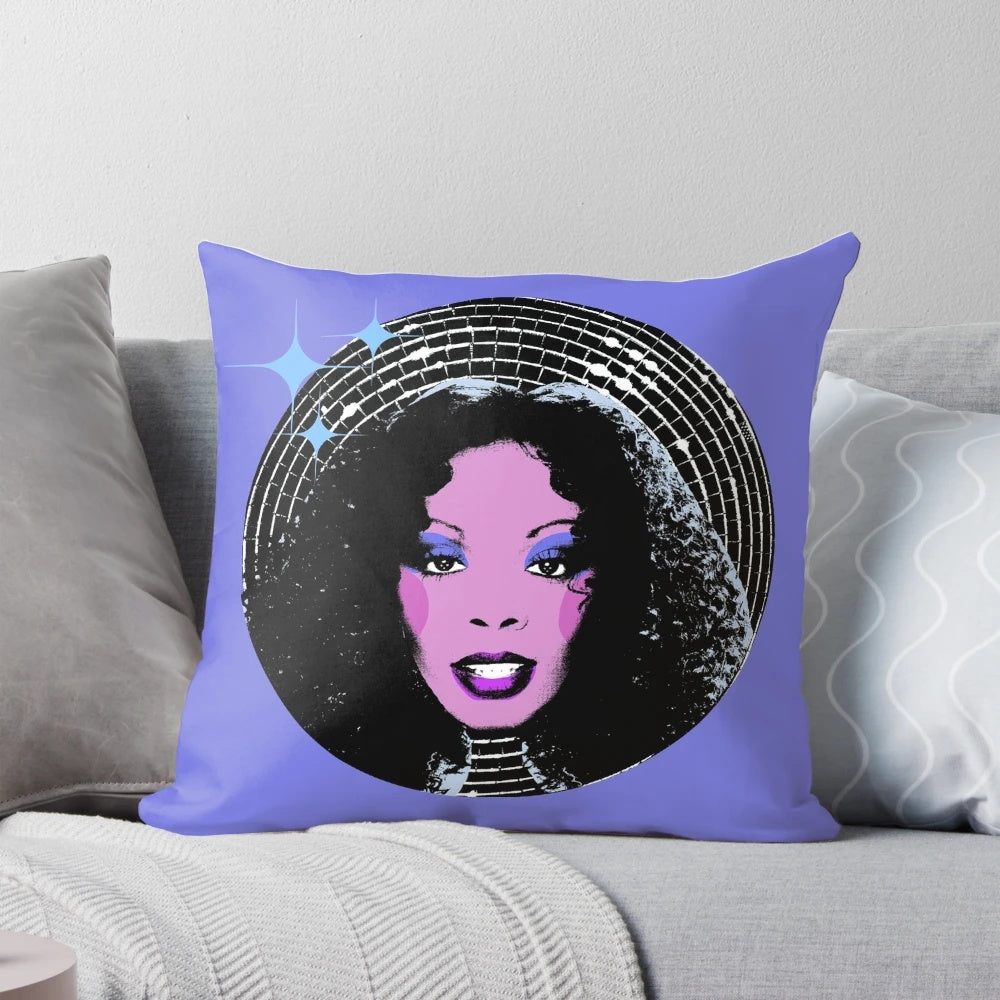 Eternal Summer Disco Pillow with Donna Summer Inspired Retro Pop Art Design