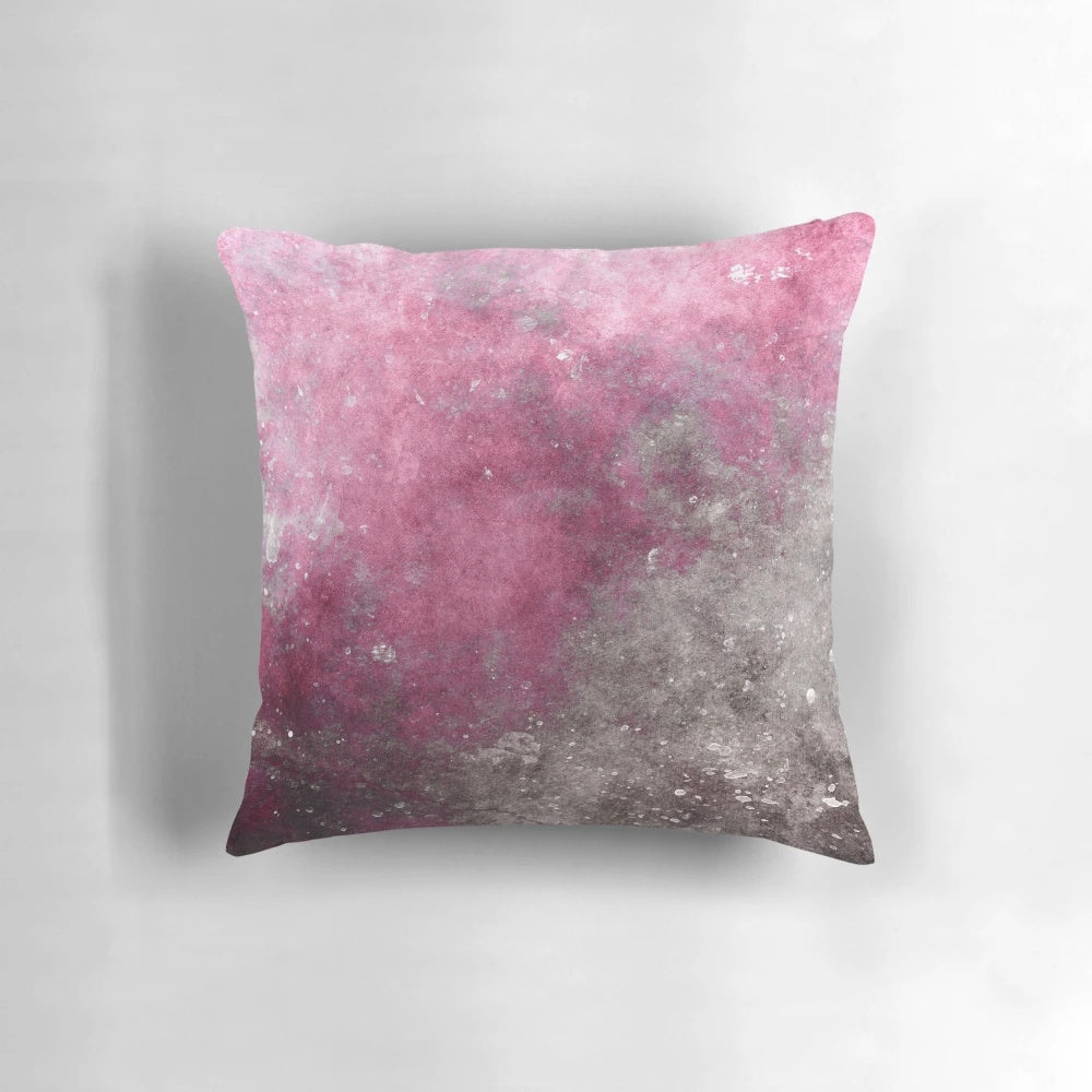 Soft, abstract pillow with a grunge, atmospheric texture in shades of blue and grey