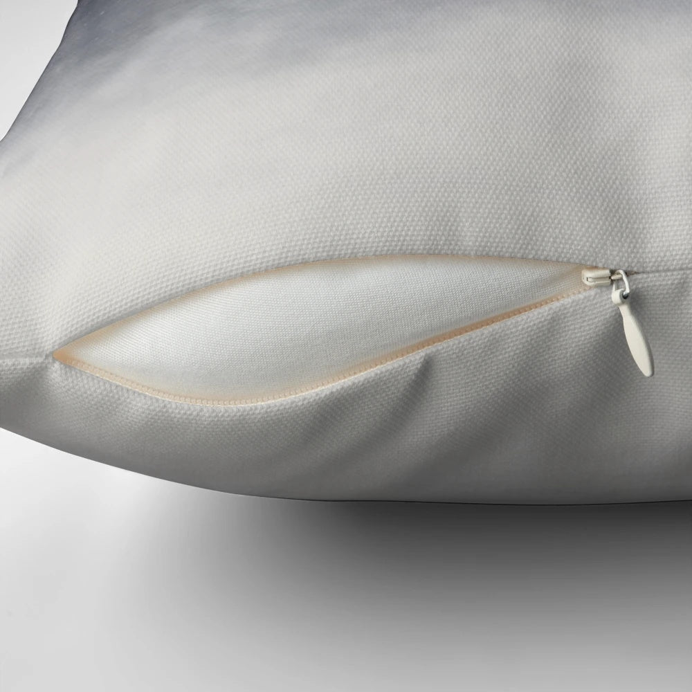 Pillow featuring a dreamy, celestial landscape design with a moon, stars, and clouds.