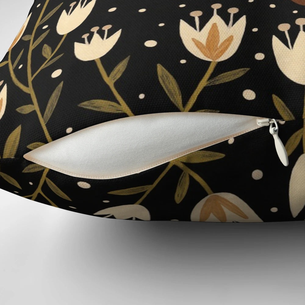 Mystical between two moons pillow featuring moths, butterflies, and other nocturnal creatures