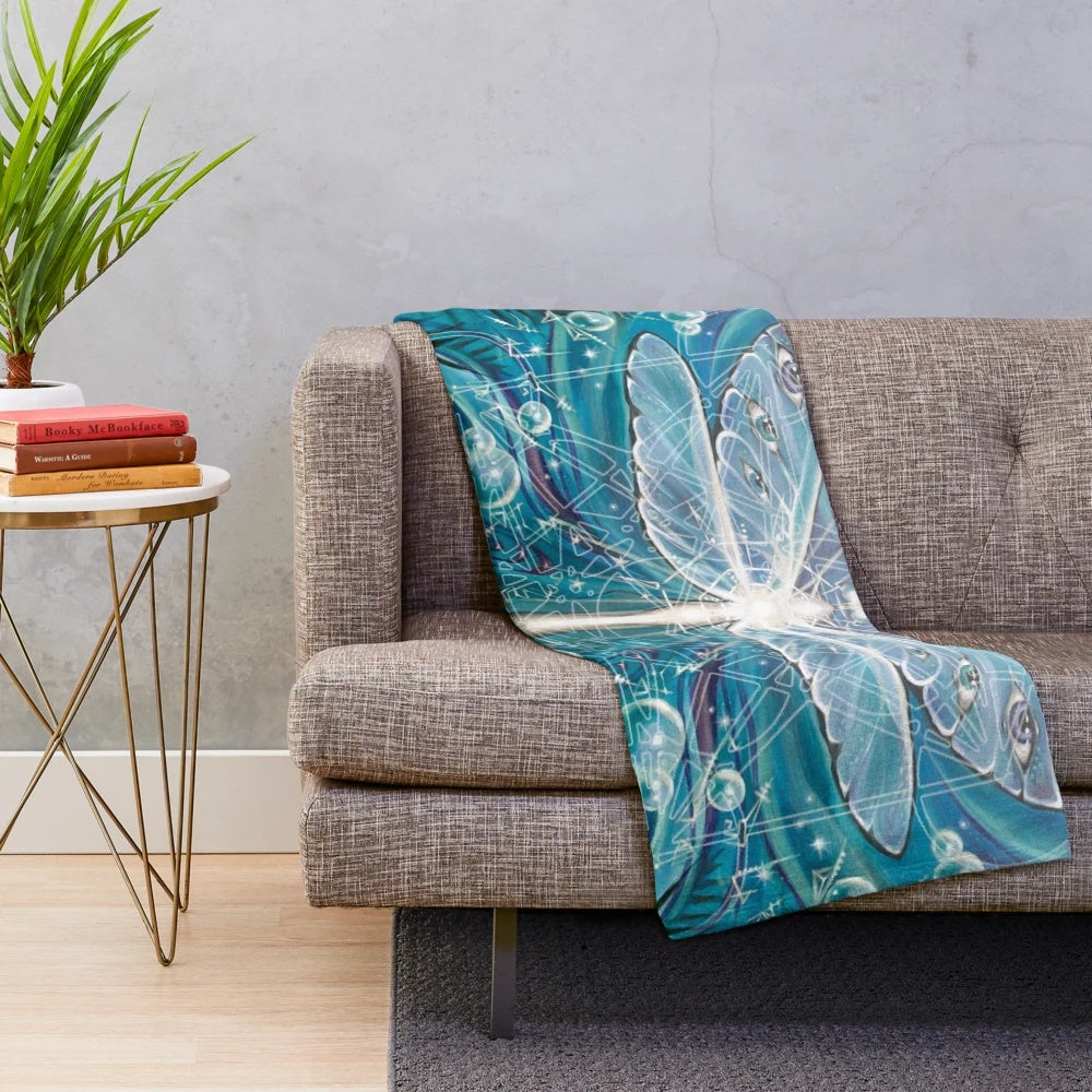 Dragonfly Dreaming Plush Blanket featuring sacred geometry and a mystical, spiritual design