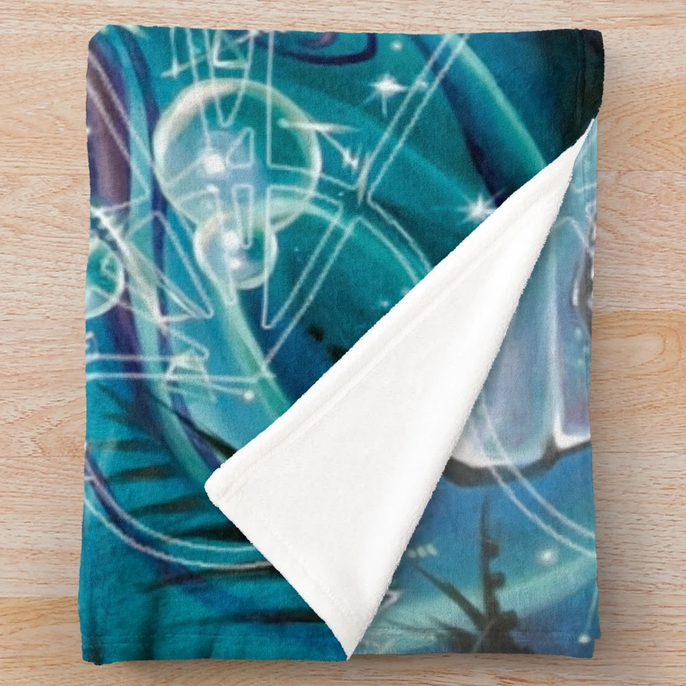 Dragonfly Dreaming Plush Blanket featuring sacred geometry and a mystical, spiritual design