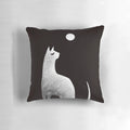 Ghostly white cat silhouetted against a full moon in a night sky with wispy clouds, a supernatural black and white art design.