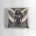 Angelic nature-inspired fantasy pillow featuring an elemental rose angel amid starry skies and cosmic elements