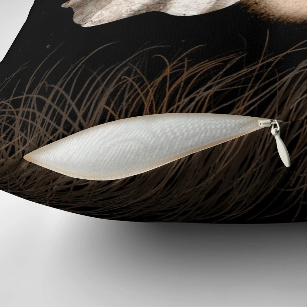 Ghostly pillow with lantern lighting and starry night sky backdrop