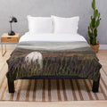 Heather Ghost Plush Blanket with Misty, Atmospheric Watercolor Design