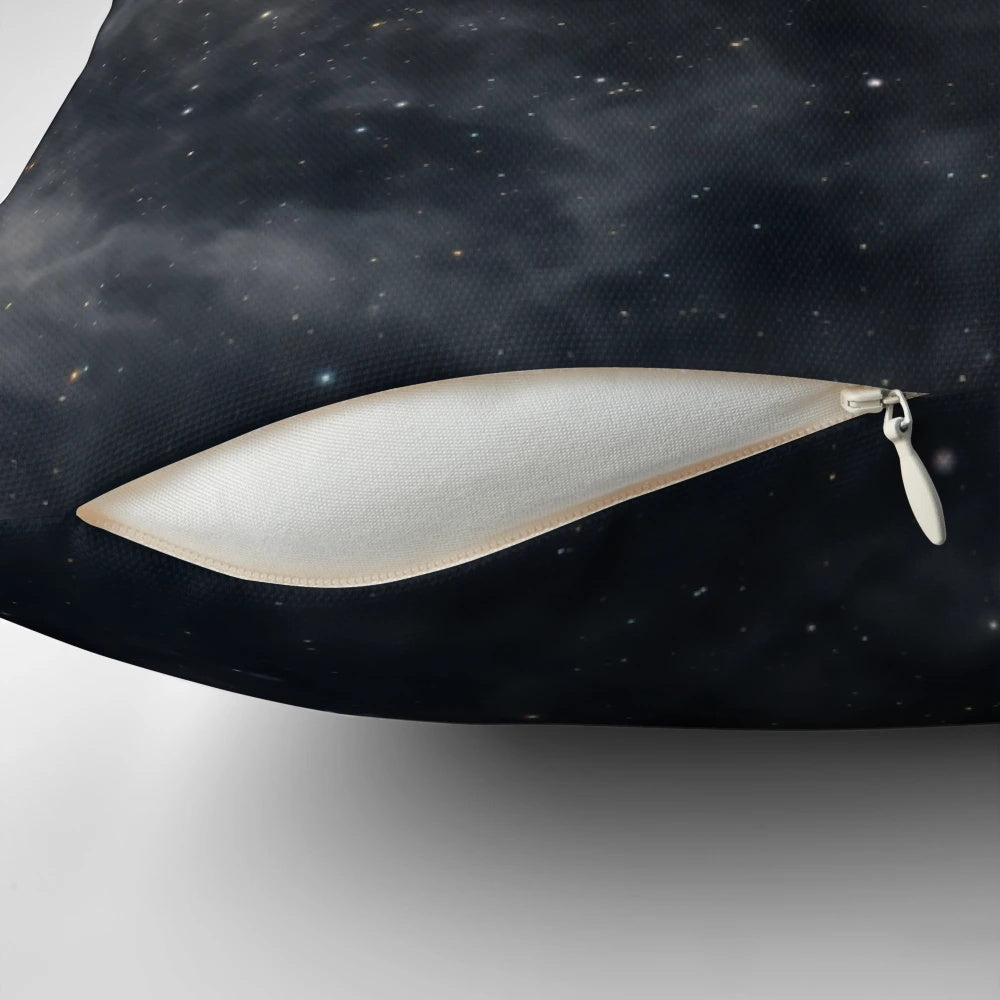 Melancholy pillow featuring a moody, dreamy landscape with a full moon and starry night sky