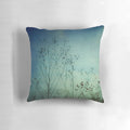 Ethereal Moment Nature-Inspired Pillow with Blue Wildflowers and Minimal Silhouette Design
