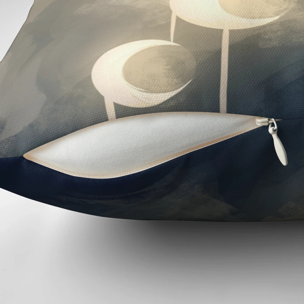 Pillow with a glowing, ethereal design featuring the phases of the moon