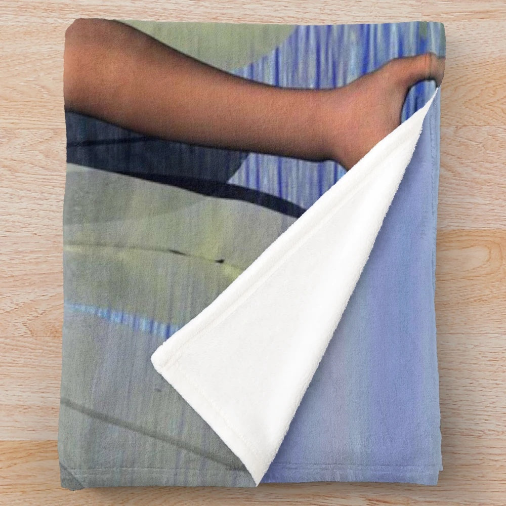 Plush blanket with abstract, ocean-themed fantasy art design