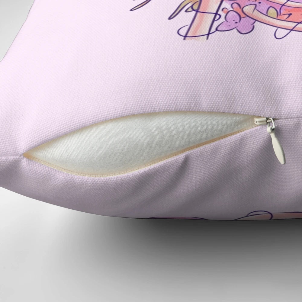 Closeup of a pastel skull-shaped pillow adorned with delicate, ethereal flowers against a dark, nature-inspired background.