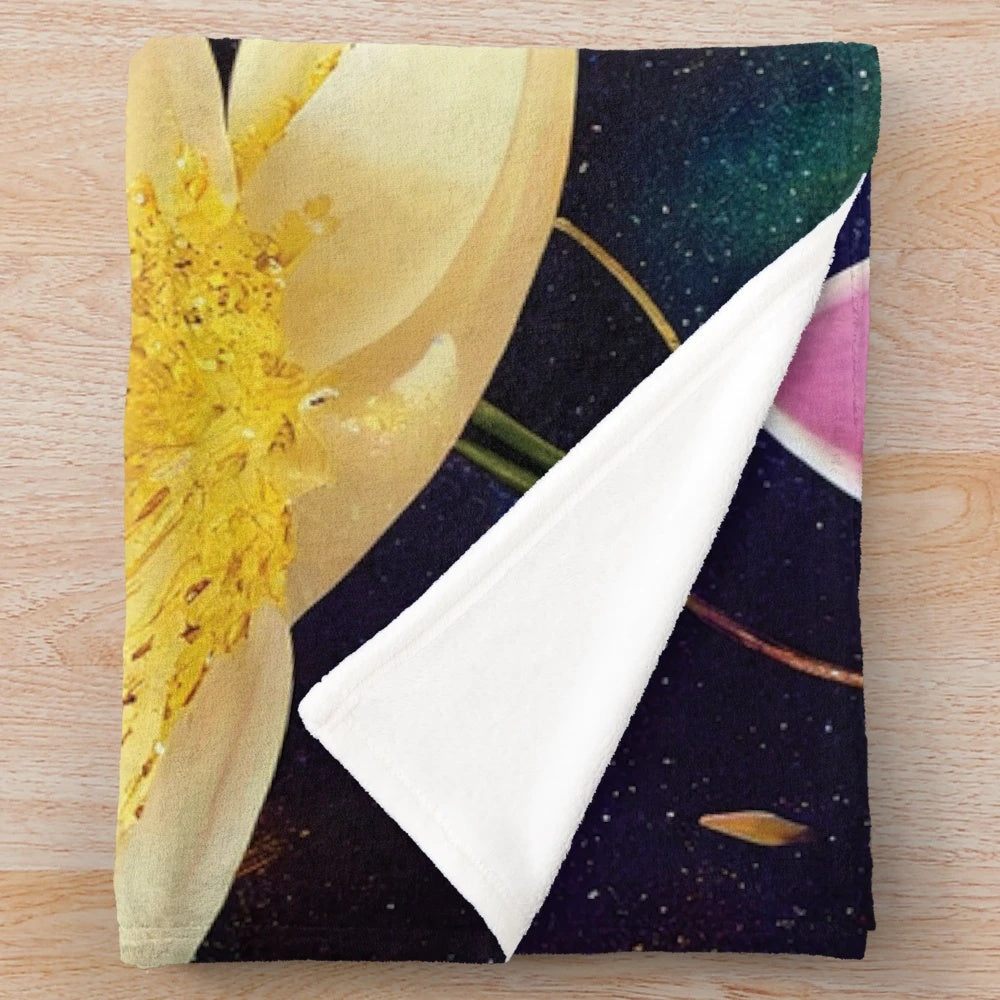 Captivating AI-generated artwork featuring ethereal snowdrops in a cosmic space setting