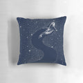 Elegant starry night orca pillow, featuring a surreal cosmic killer whale design against a backdrop of glittering stars and galaxies.