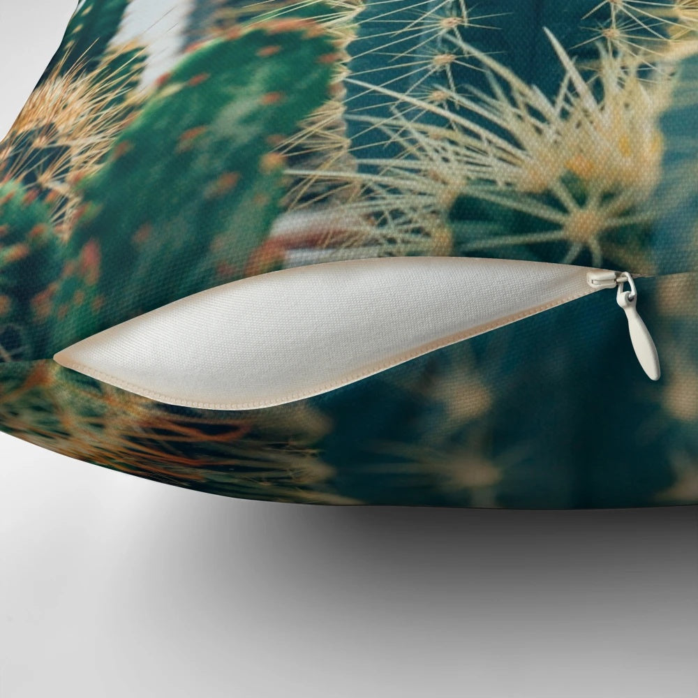 Surreal collage design featuring a floating cactus, vintage flowers, and a free-falling pillow.