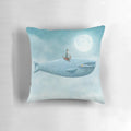 A surreal digital illustration of a whale riding through a night sky filled with stars, the moon, and a top hat.