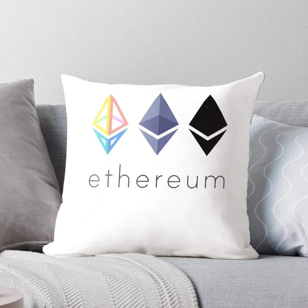 Ethereum ETH Crypto Coin Pillow, Soft and Cozy Decor