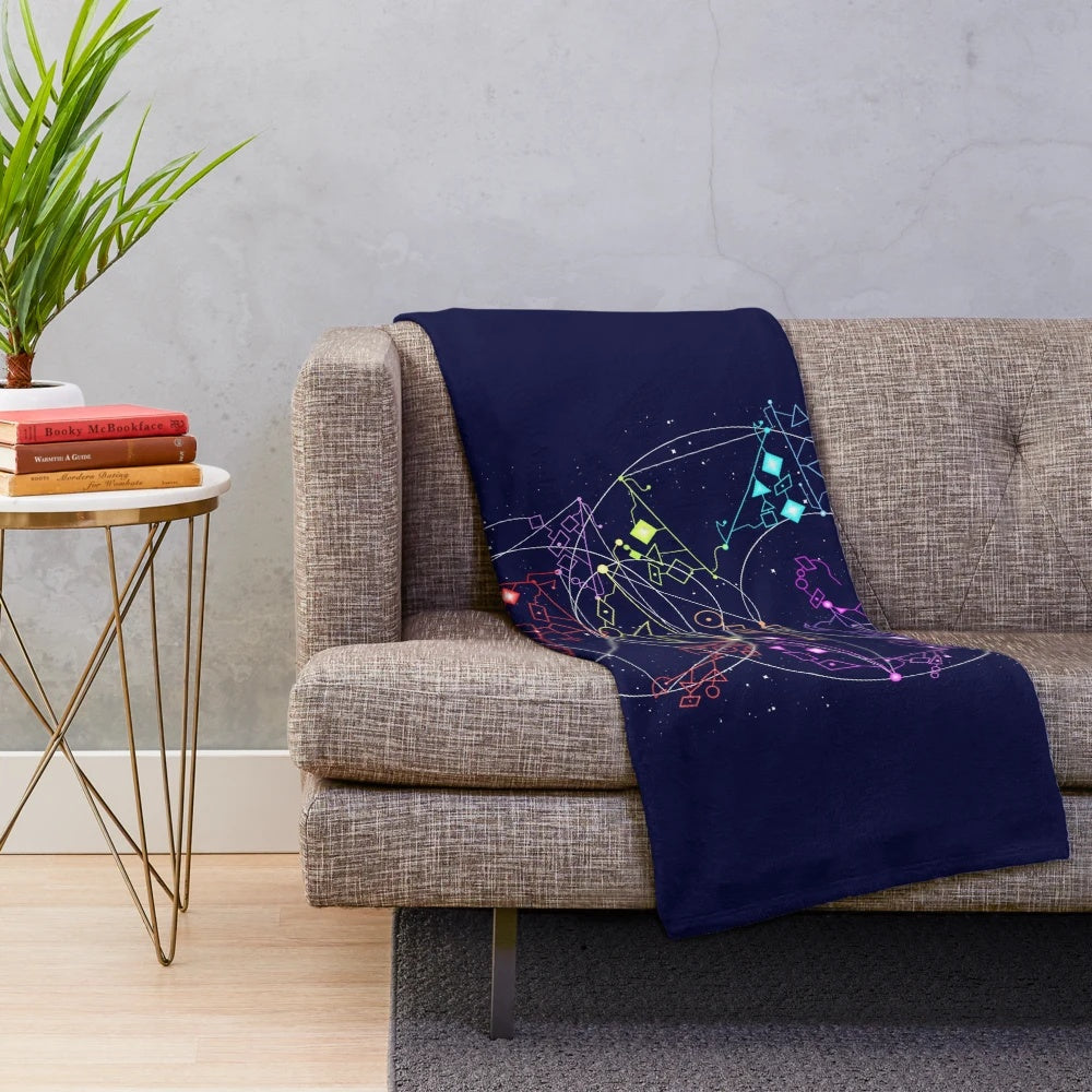 She-Ra Constellations Plush Blanket with Retro 80s Fantasy Symbols and Characters