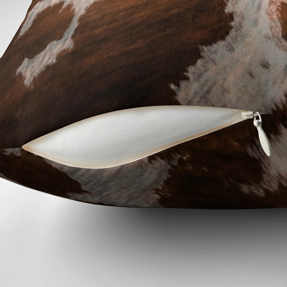 Cowhide pillow made from ethically sourced, cruelty-free leather