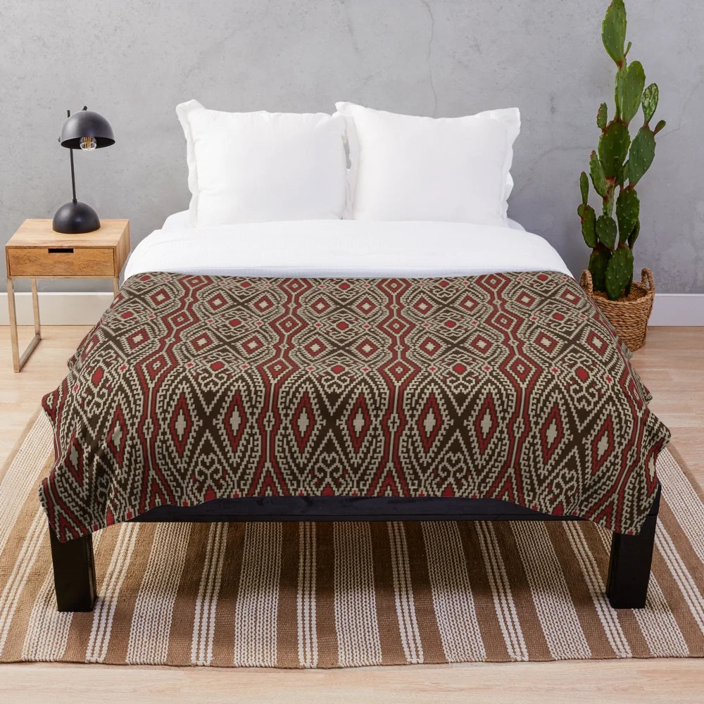 Tinalak plush blanket with traditional Filipino tribal pattern